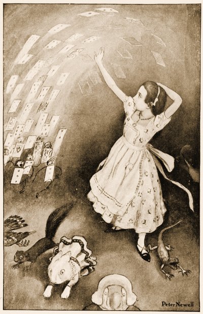 "في هذه المجموعة نهضت في الهواء" ، رسم توضيحي لمغامرات لويس كارول "أليس" في بلاد العجائب ، 1901 بواسطة بيتر نيويل